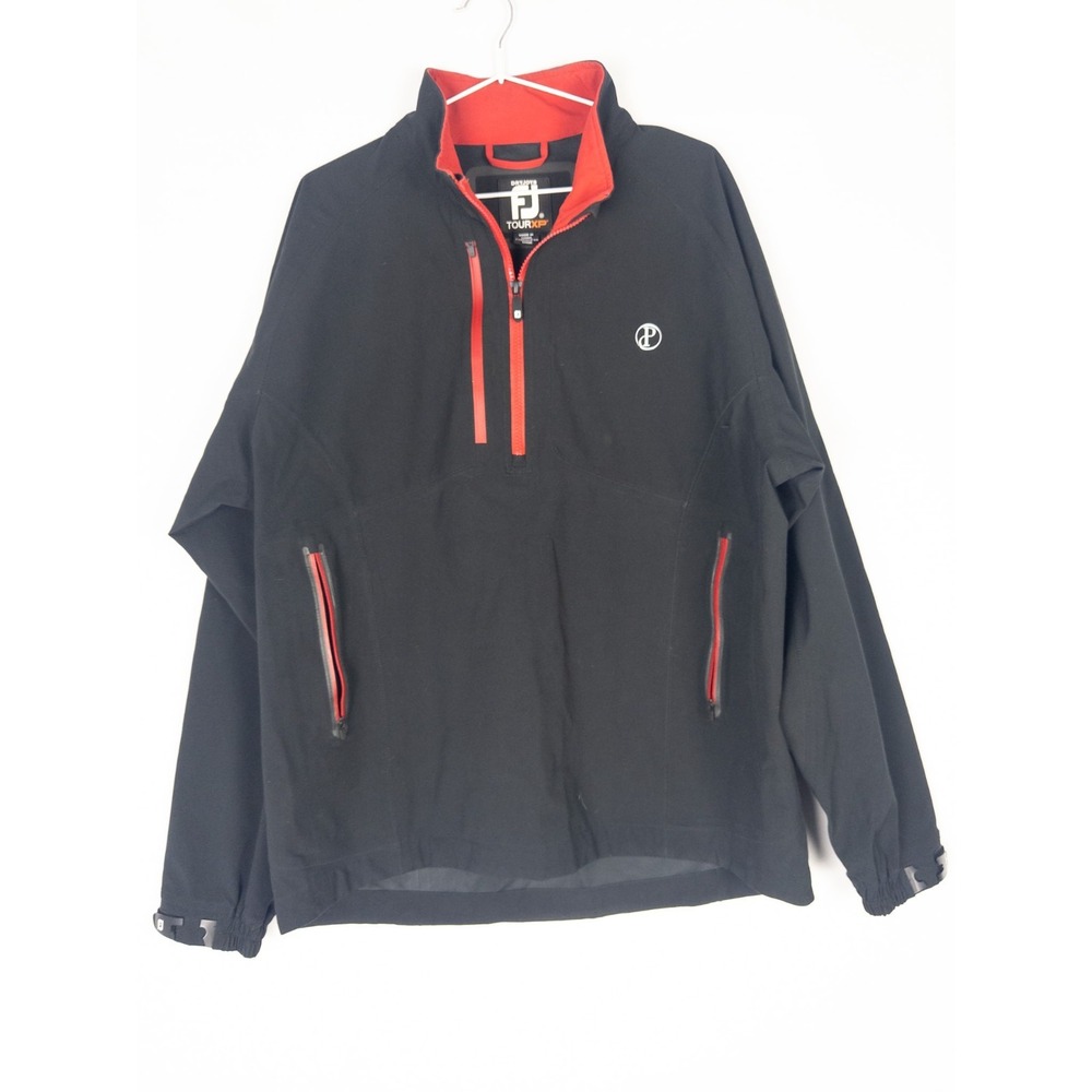 FootJoy Tour XP Jacket Mens M Dry Joys 1/2 Zip Black Logo Pullover DryJoys